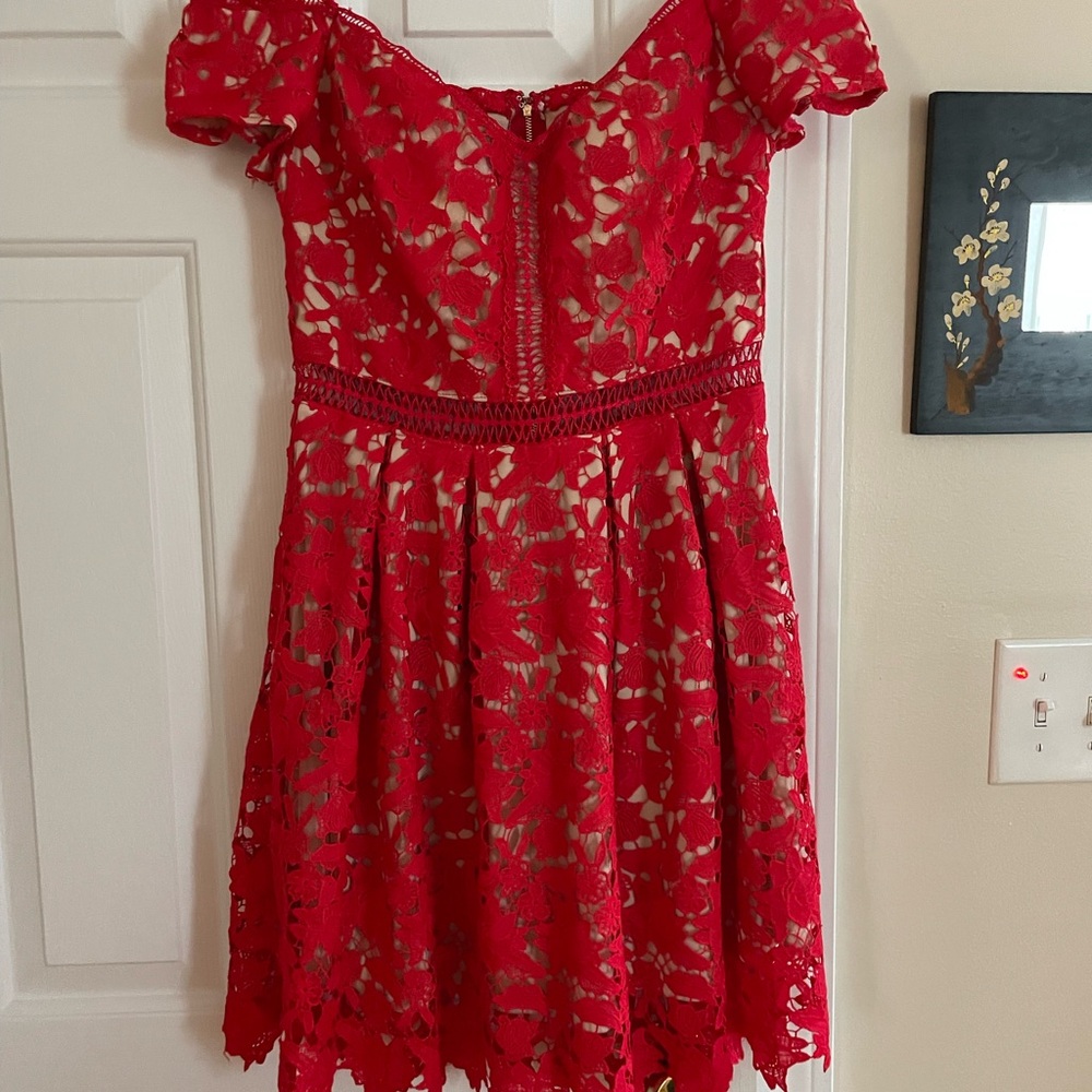 Elegant Red Lace Kids Dress